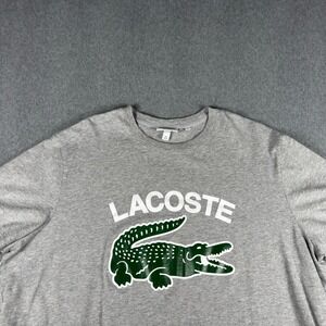 Lacoste T Shirt Mens 3XL FR 8 Gray Cotton Big Croc Crewneck Tee